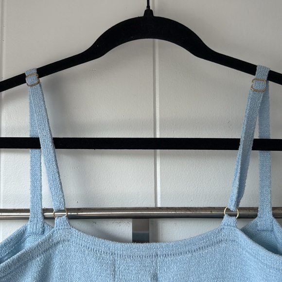 Runaway The Label Normani Light Ice Blue Midi Knit Bodycon Cut Out Bead Dress M - Picture 7 of 8